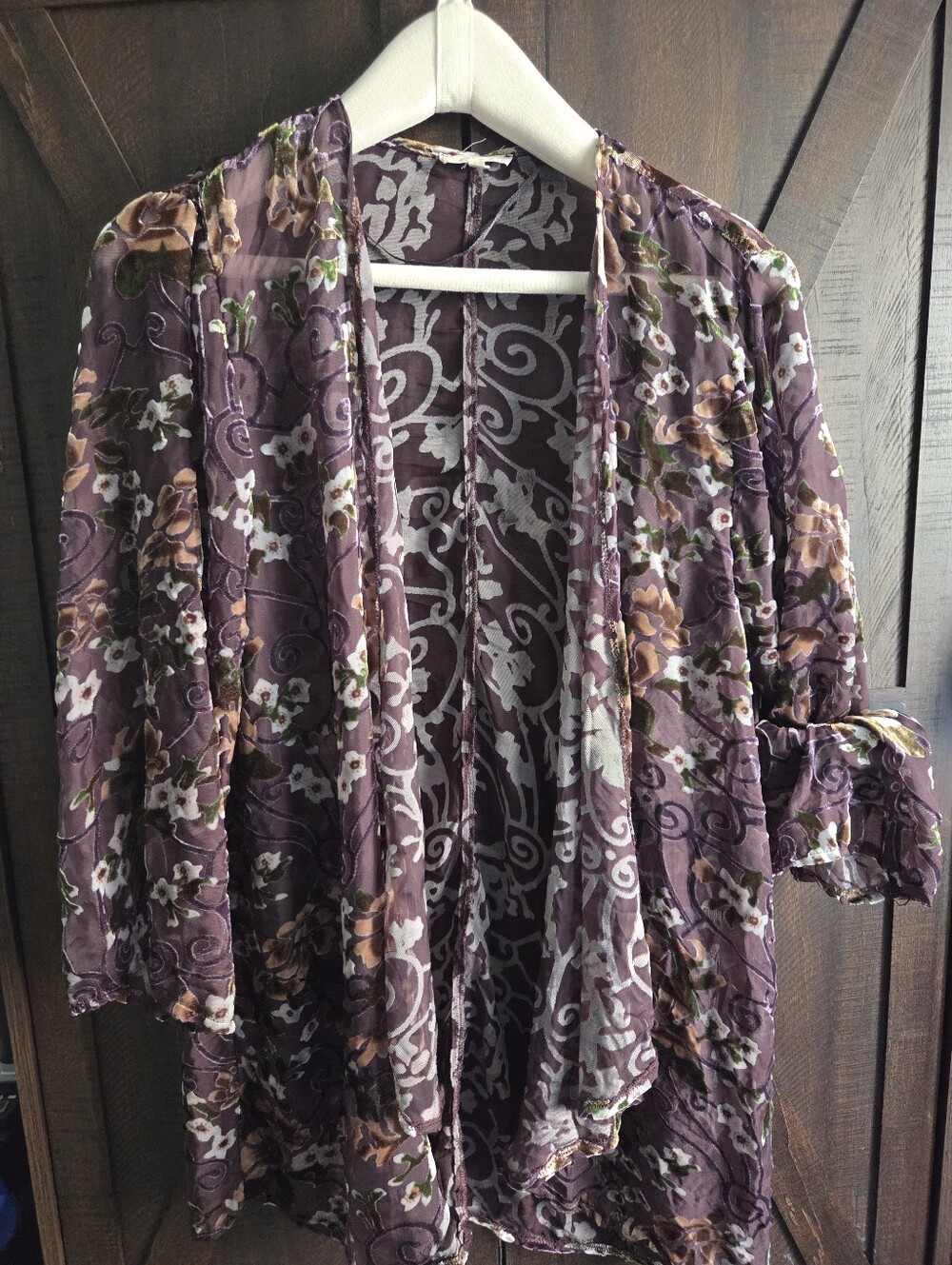 Mystree Floral Open-Front Purple Lavender Cardigan